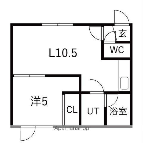 クリエイト伏見(1LDK/1階)の間取り写真