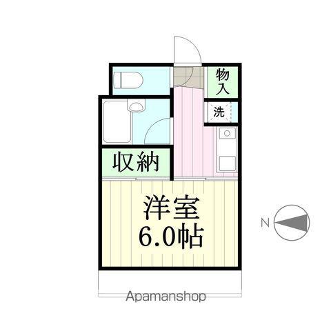 ドミール石川(1K/3階)の間取り写真