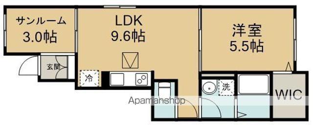 川越市アパート1(1LDK/1階)の間取り写真