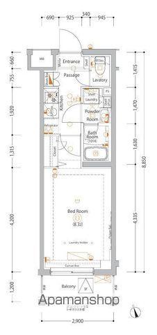 エストゥルース亀戸(1K/2階)の間取り写真