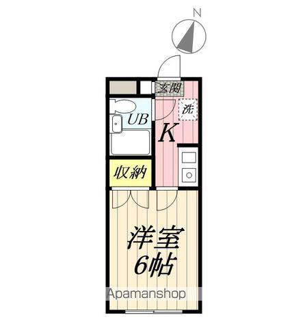 マロンハイツⅡ(1K/1階)の間取り写真