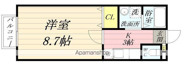ヴィルボナール(1K/1階)の間取り写真