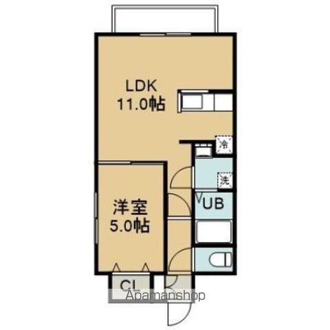 メゾンパティオリーブル美原(1LDK/2階)の間取り写真