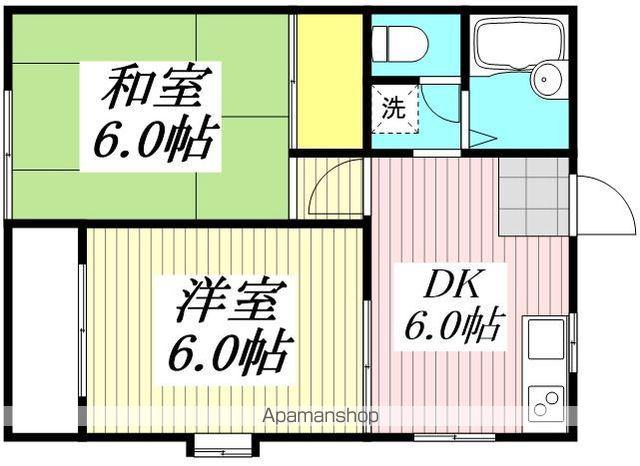 メゾンカトレア(2DK/2階)の間取り写真