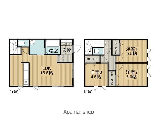 長野県岡谷市 2階建 築1年(3LDK)の間取り写真