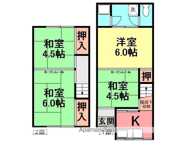 稲葉元町1丁目貸家(連棟)(1−7−29)(2DK)の間取り写真