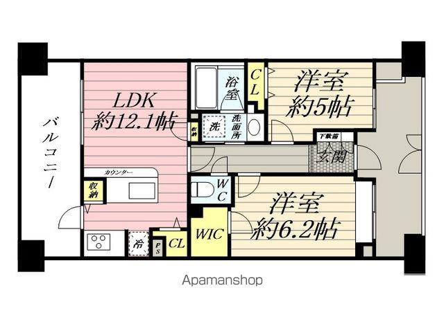 ライオンズマンションセントワーフ横濱(2LDK/7階)の間取り写真