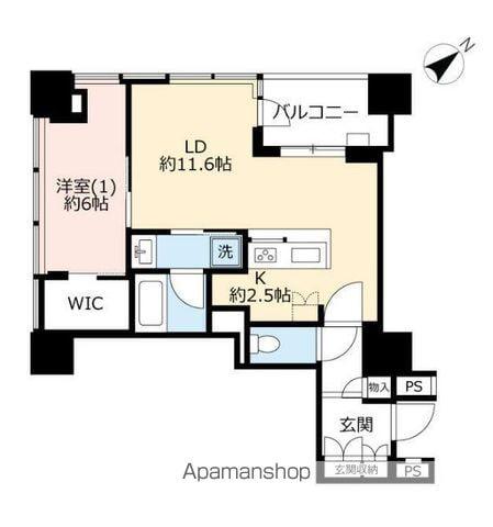 横浜ヴェールタワー(1LDK/6階)の間取り写真