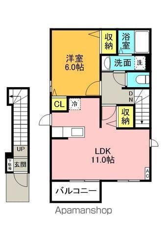 ヴィラモアナ(1LDK/2階)の間取り写真