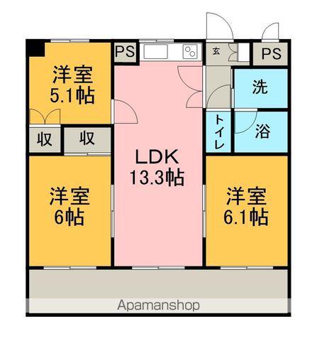 ストークマンション(3LDK/1階)の間取り写真