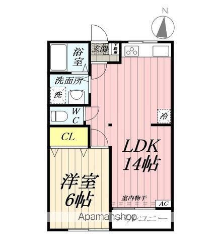 スカイタウン壱番館(1LDK/2階)の間取り写真