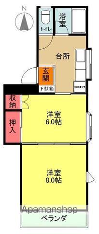 コーポ水野谷(2K/2階)の間取り写真