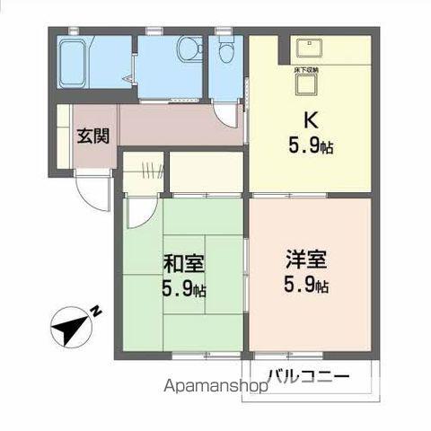 ルミエール大宮Ⅰ(2K/1階)の間取り写真