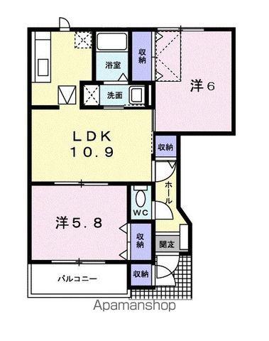 ウィスティリアA(2LDK/1階)の間取り写真