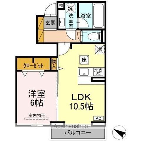 東武鉄道野田線 初石駅 徒歩4分 2階建 築1年(1LDK/1階)の間取り写真