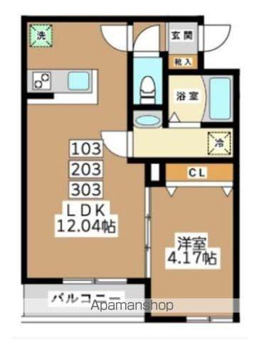 ミリアビタ長洲(1LDK/3階)の間取り写真