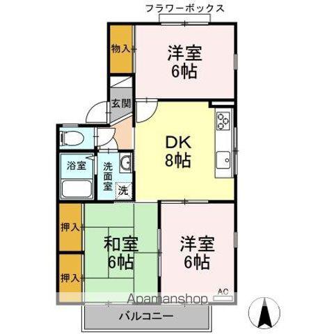 ニューレジデンスひらいわB(3DK/1階)の間取り写真