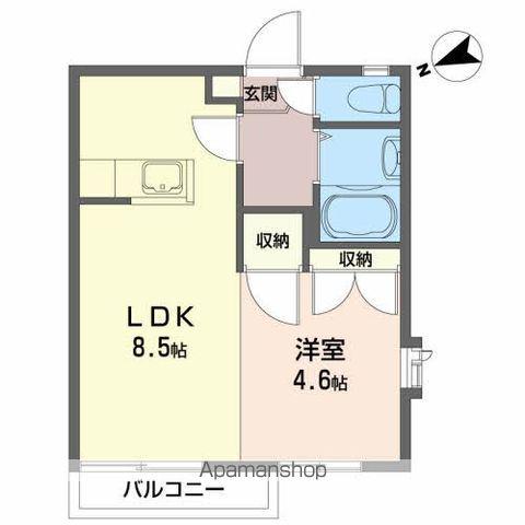 グリーンヒルズC(1LDK/2階)の間取り写真