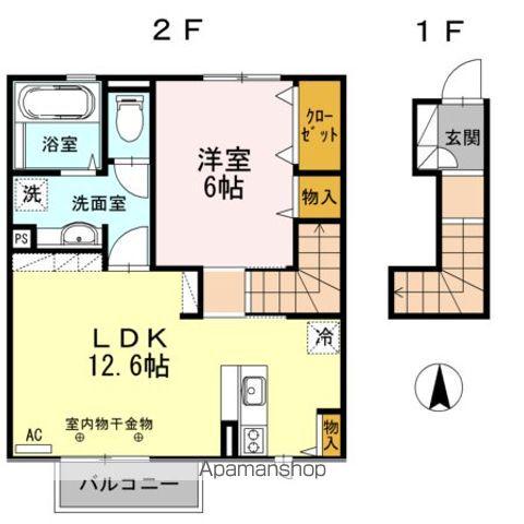 ソーラーハイツ(1LDK/2階)の間取り写真