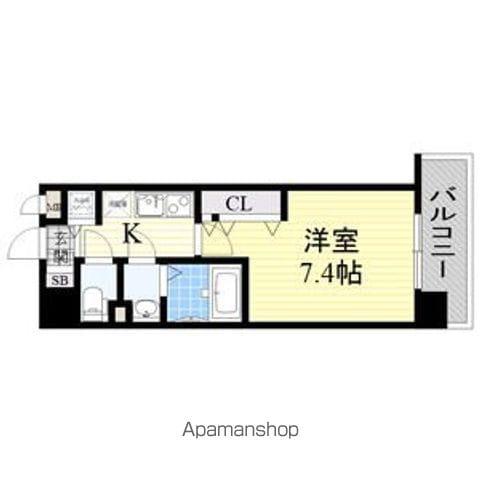 LUXE江坂Ⅱ(1K/6階)の間取り写真