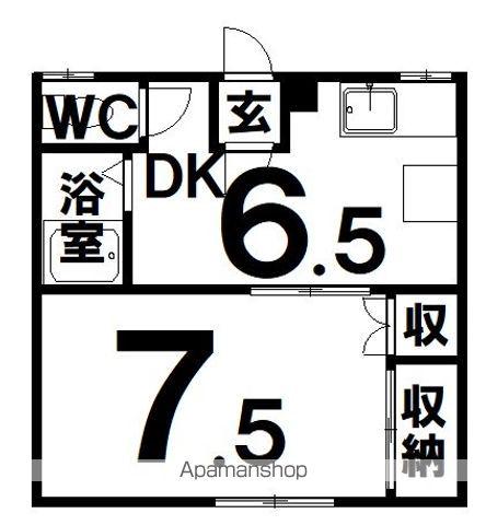 藤原マンションⅡ(1DK/2階)の間取り写真