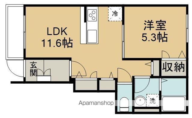 コンフォート北坂戸(1LDK/1階)の間取り写真