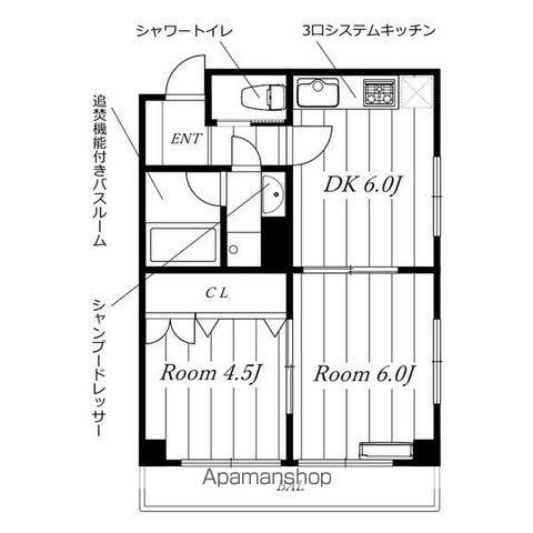 ベルグレイK-1(2DK/3階)の間取り写真