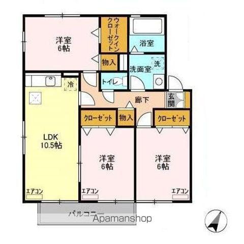 ファミーユつくばABC(3LDK/1階)の間取り写真