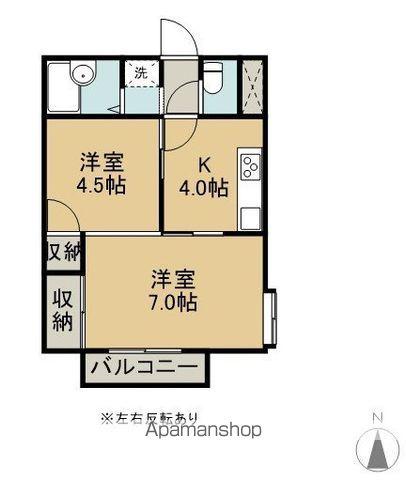 五百淵グリーンガーデンC棟(2K/2階)の間取り写真