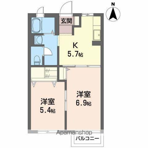 レジデンス七ツ沢A(2K/2階)の間取り写真