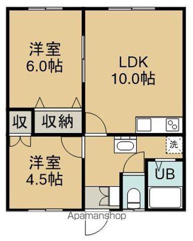 杉澤ハイム2(2LDK/2階)の間取り写真
