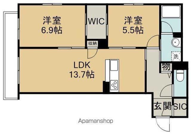 フォルトゥーナ(2LDK/2階)の間取り写真