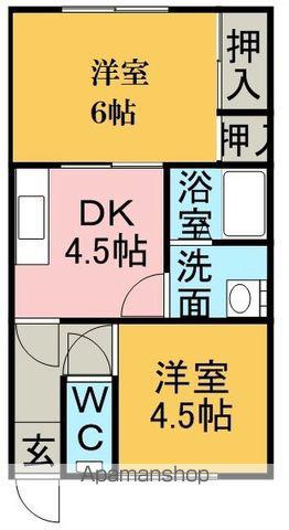 ホワイトピア寺福童(2DK/1階)の間取り写真