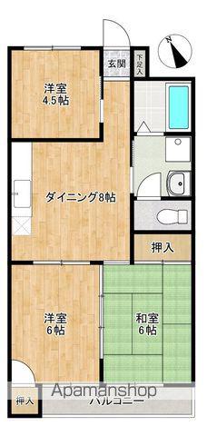 メロディハイム(3DK/1階)の間取り写真