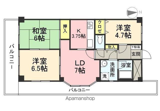 グランベールタナベ(3LDK/2階)の間取り写真