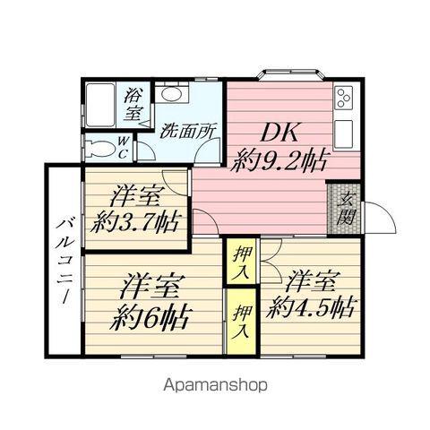 鈴木ハイツ(3DK/2階)の間取り写真