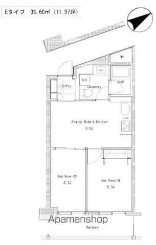 ソサエティ蔵前(2DK/11階)の間取り写真