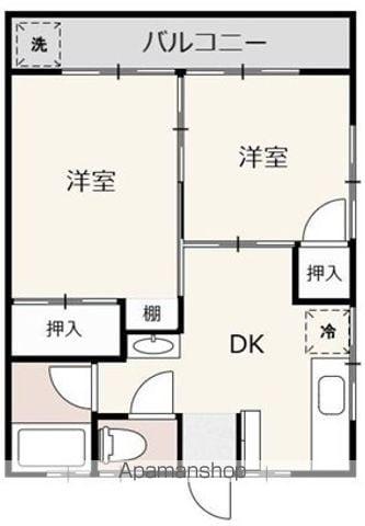 マイホ-ム河辺セブン(2DK/2階)の間取り写真