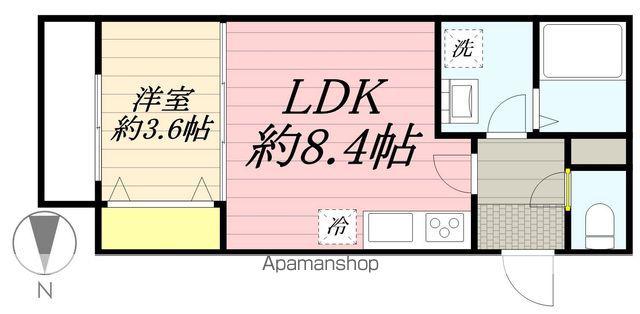 鳥栖市本町アパート(1LDK/2階)の間取り写真