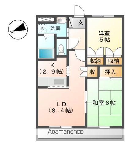 シャルマンハイツ(2LDK/2階)の間取り写真