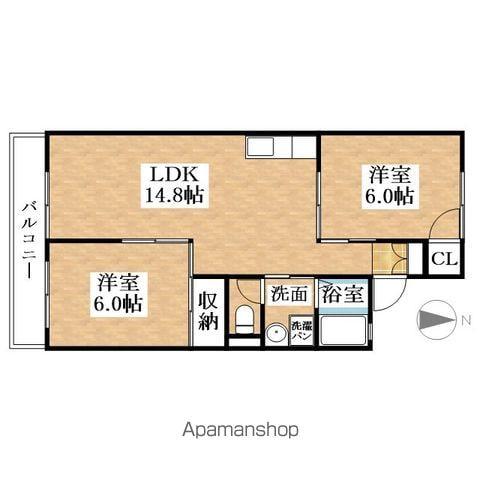 エスペラント(2LDK/2階)の間取り写真