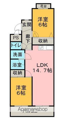 グランドール清水苑(2LDK/2階)の間取り写真