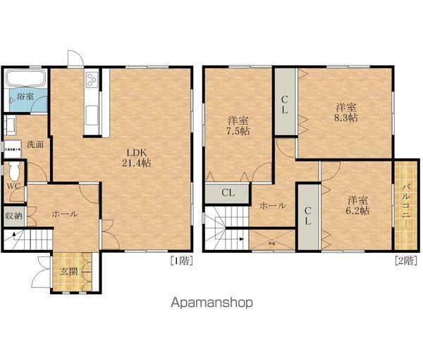 阪和線 下松駅(大阪) バス乗車時間:5分 中尾生バス停で下車 徒歩10分 2階建 築19年(3LDK)の間取り写真