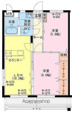 日向・鶴町3丁目47マンション(2LDK/4階)の間取り写真