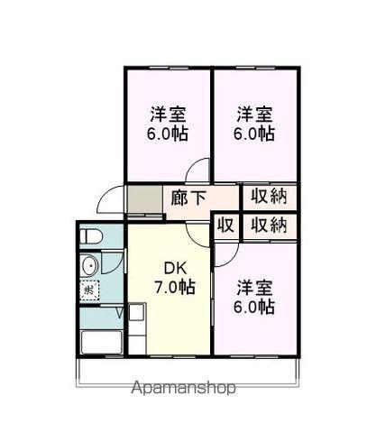 明神ビル(3DK/3階)の間取り写真