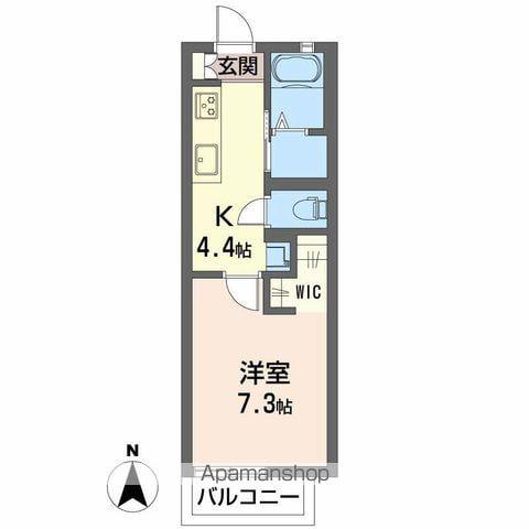 サニーフラット御棚(1K/2階)の間取り写真