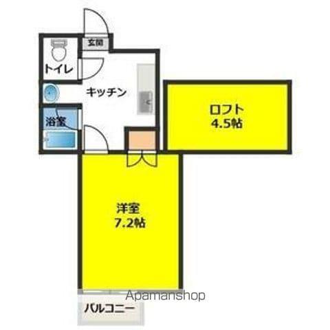 ピースフルⅠ(1K/2階)の間取り写真