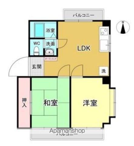 八雲フラット(2DK/3階)の間取り写真