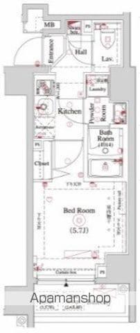 OMNIA横濱阪東橋(1K/6階)の間取り写真