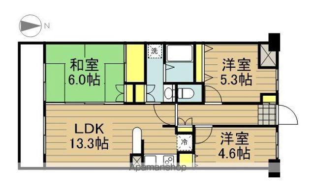 リファインドレリシュ(3LDK/3階)の間取り写真